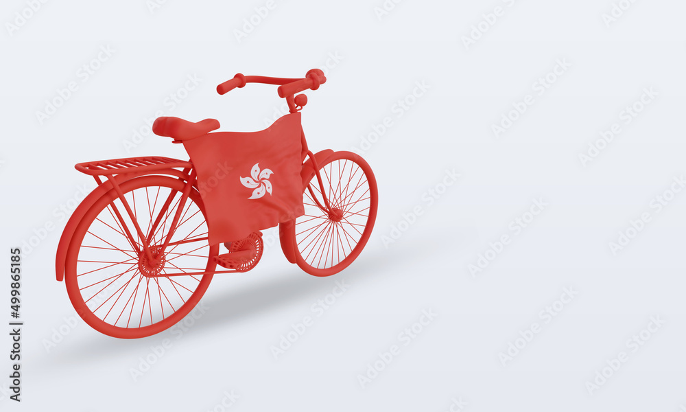 3d bycycle day Hongkong flag rendering left view 3d bycycle day Hongkong flag rendering left view