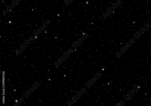 Starry night abstract background with scattered vector stars in the black sky