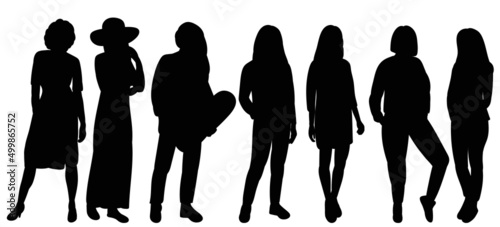 girls, women silhouette, on white background, isolated, vector