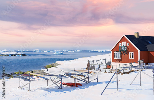 The city of Ilulissat. The fishermens house - photo from Ilulissat, Greenland. photo