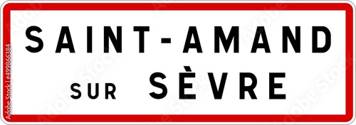Tableau sur toile Panneau entrée ville agglomération Saint-Amand-sur-Sèvre / Town entrance sign Sa