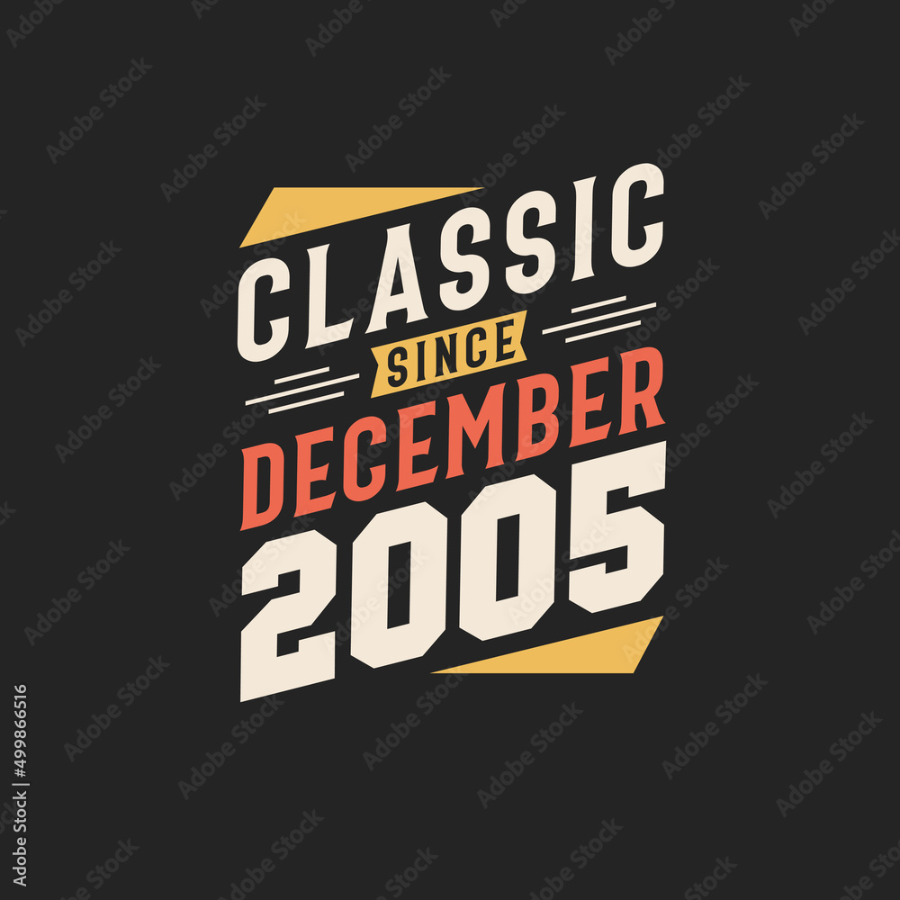 Classic Since December 2005. Born in December 2005 Retro Vintage Birthday