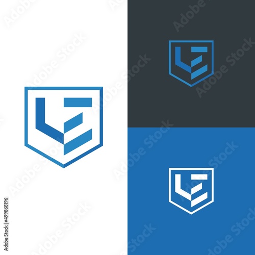 Logo initials letter LE. modern and clean logo shield shape