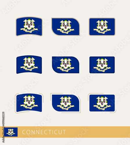 Vector flags of Connecticut, collection of Connecticut flags.