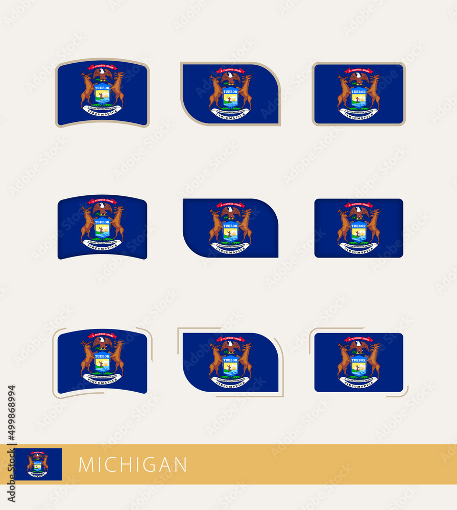 Fototapeta premium Vector flags of Michigan, collection of Michigan flags.
