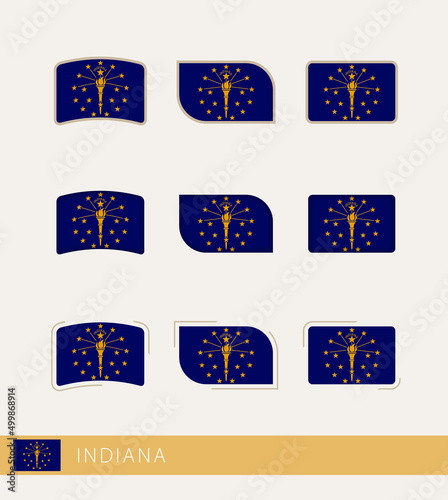 Vector flags of Indiana, collection of Indiana flags.
