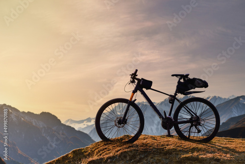 Mountains Bicycle with bag for active riding recreation