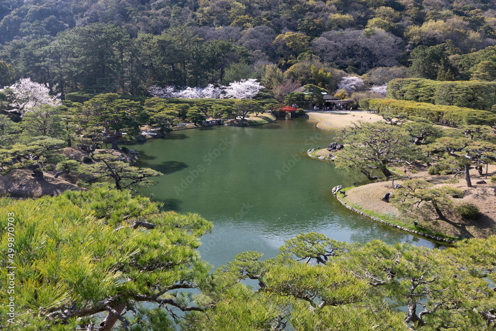 View of Ritsurin Garden, Kagawa, Japan