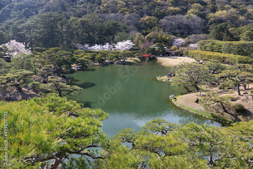 View of Ritsurin Garden  Kagawa  Japan