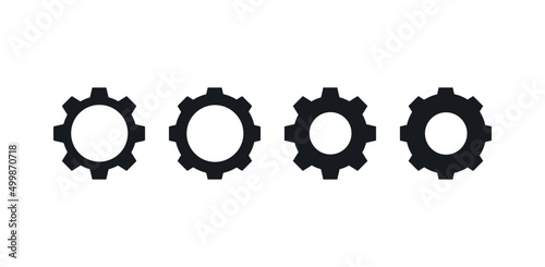 Cogwheel and gearwheel black symbol on white background flat vector illustration.
