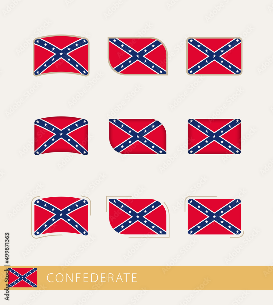 Vector flags of Confederate, collection of Confederate flags. Stock