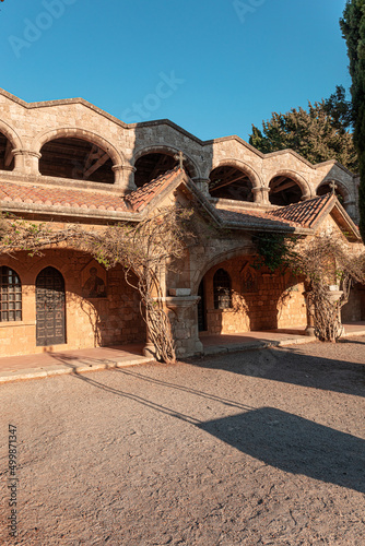 The territory of Filerimos Monastery on the island of Rhodes in Greece photo