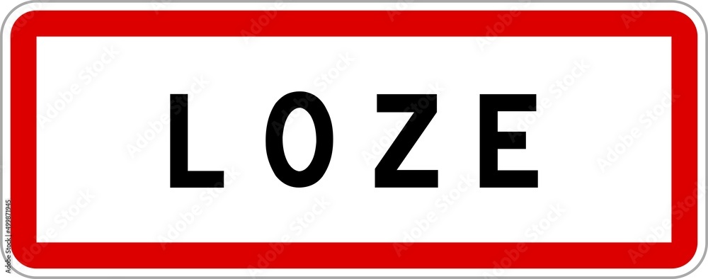 Panneau entrée ville agglomération Loze / Town entrance sign Loze Stock