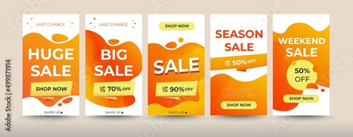 Web orange sale banner modern fluid for social media stories sale, web page, mobile phone. template design special offer set
