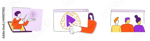 Virtual class. Online Learning School Education Program. Self-study video lesson.