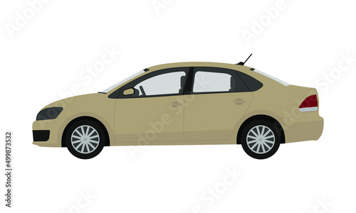 Beige passenger car on a white background