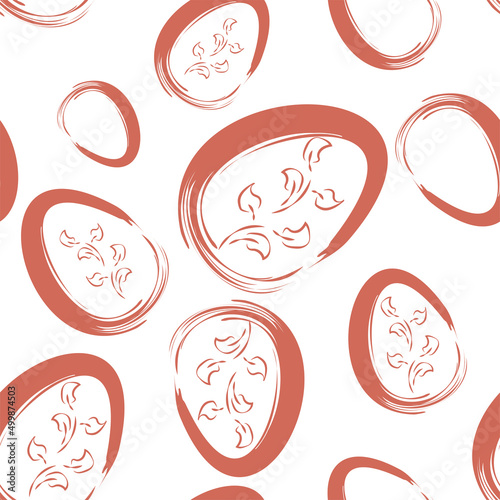 Vector. Easter design with hand drawn brush strokes, pastel color eggs. Modern minimalist style. Seamless pattern, background for a postcard, banner, brochure, poster and other promotional products.