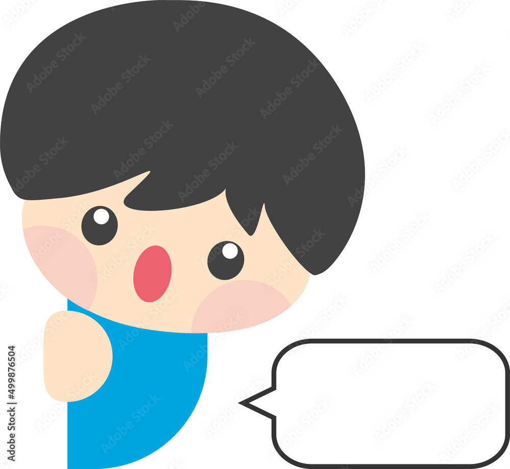 Cute boy hiding behind the wall with blank speech bubble. Kid talking with blank speech bubble. Blank speech bubble for your text. Isolated speech dialog. Vector, Illustration, EPS10 Cute boy hiding behind the wall with blank speech bubble. Kid talking with blank speech bubble. Blank speech bubble for your text. Isolated speech dialog. Vector, Illustration, EPS10