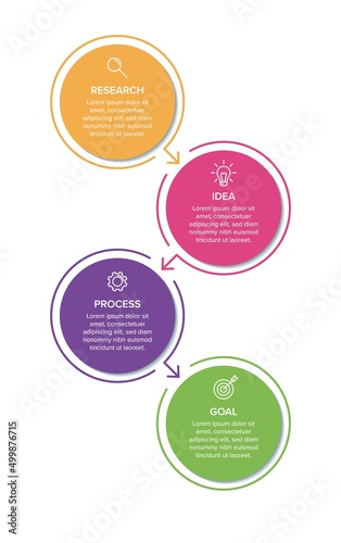 Vertical infographic design with icons and 4 options or steps. Thin line. Infographics business concept. Can be used for info graphics, flow charts, presentations, mobile web sites, printed materials.