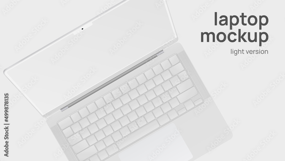White Laptop. Top View. Mockup with Editable Screen. Light Version. Vector illustration White Laptop. Top View. Mockup with Editable Screen. Light Version. Vector illustration