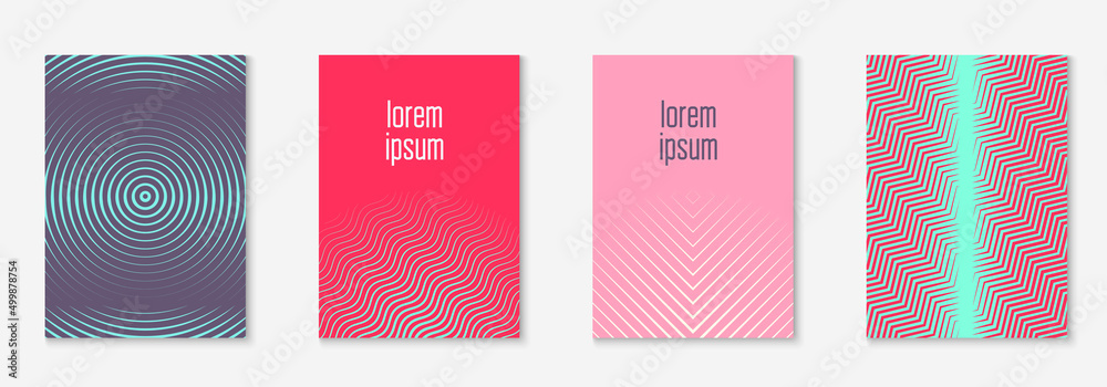 Gradient cover template with line geometric elements and shapes.