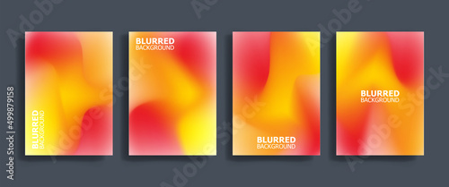 Blurred backgrounds set with modern abstract blurred color gradient patterns. Templates collection for brochures, posters, banners, flyers and cards. Vector illustration.