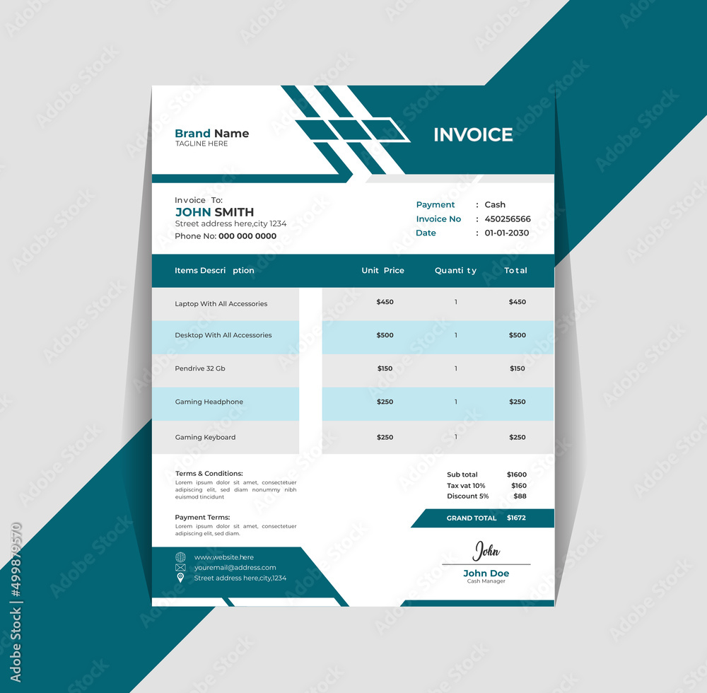Obraz premium modern a4 invoice or bill receipt design template for multipurpose use