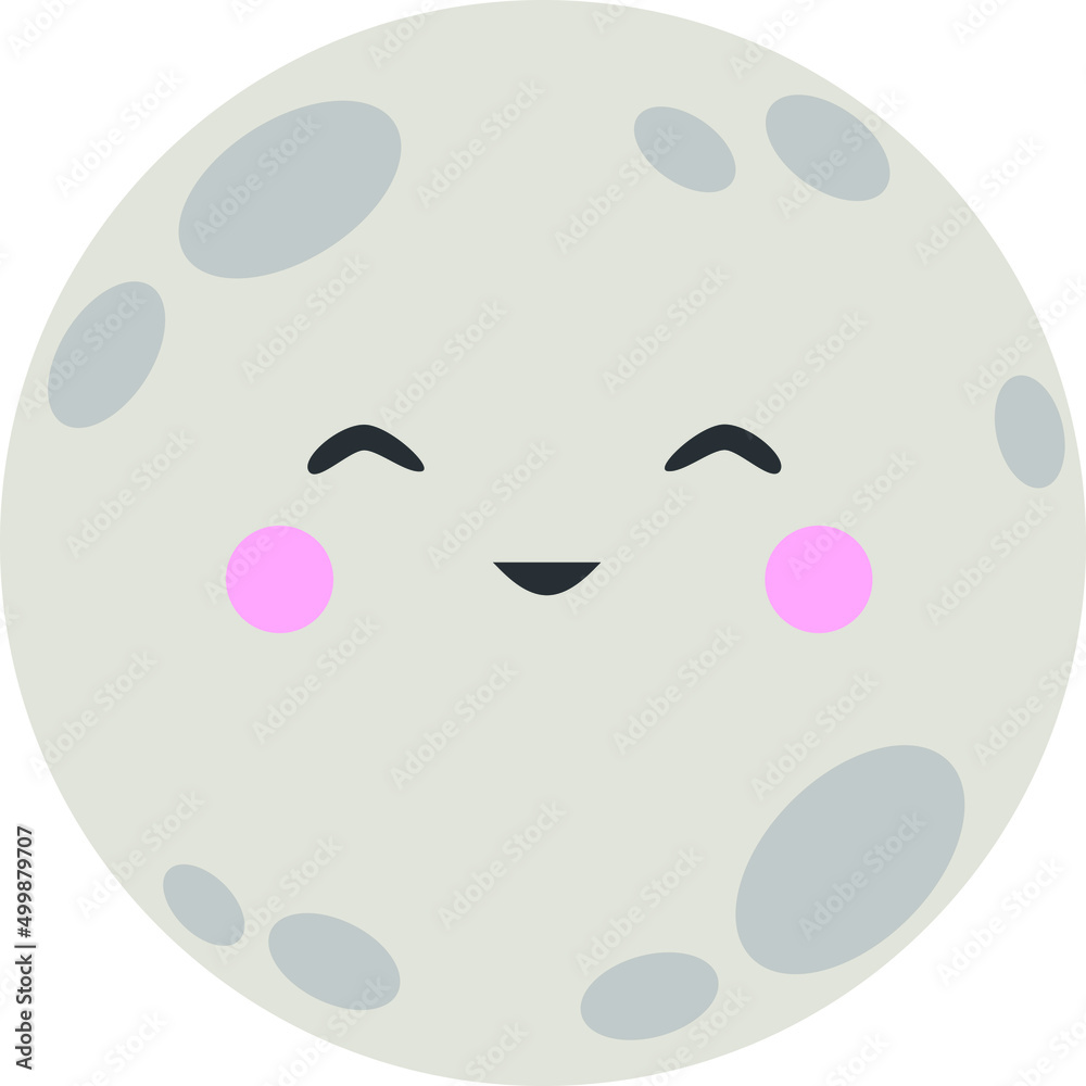 Cartoon vector moon icon with a smiling face Cartoon vector moon icon with a smiling face