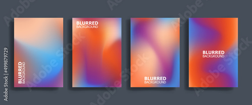 Blurred backgrounds set with modern abstract blurred color gradient patterns. Templates collection for brochures, posters, banners, flyers and cards. Vector illustration. photo