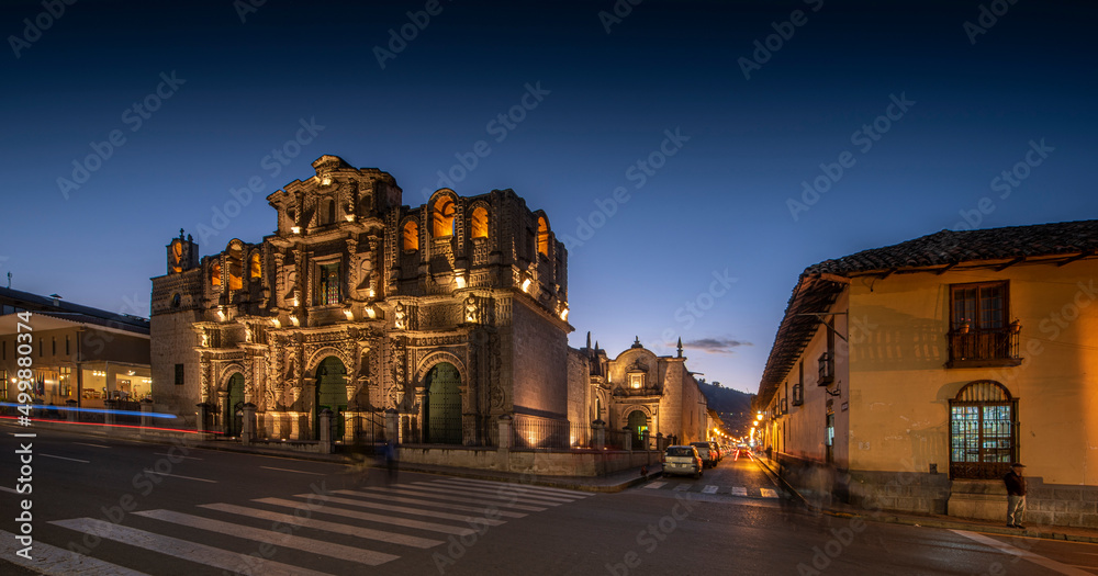 Cajamarca, Peru: Facade of the Cajamarca cathedral church