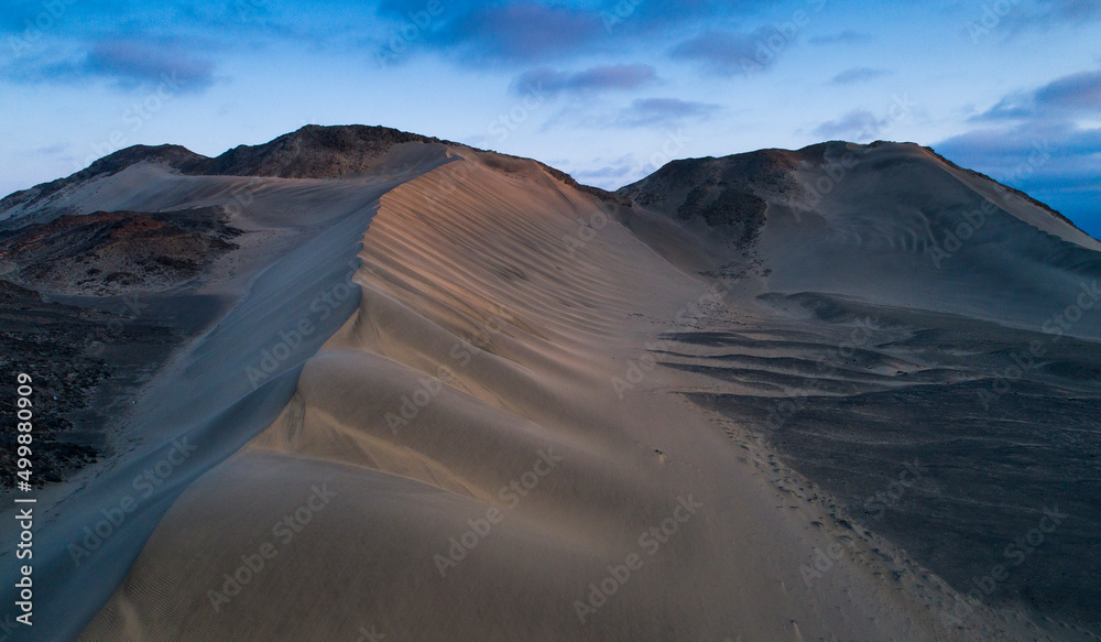 Trujillo, Peru: Aerial image of a sand dune in the Peruvian desert