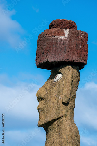 Moai standing at Easter Island with blue sky