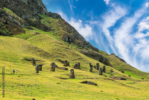 Valokuva Moai set in the hillside at Rano Raraku