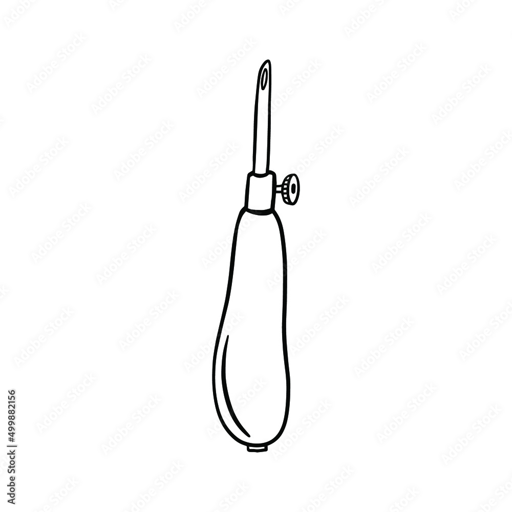Obraz premium Vector illustration of punch needle. Carpet embroidery tool. hobby, handicraft, handicraft
