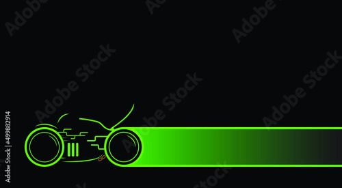 Green light bike on black background
