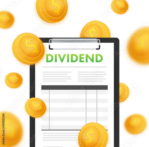 Dividend stocks. Business financial investment. Public company payback profit. Vector stock illustration.