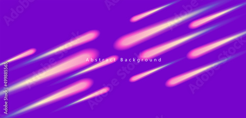 Abstract background of bright lights as meteor or comet creating texture on violet background