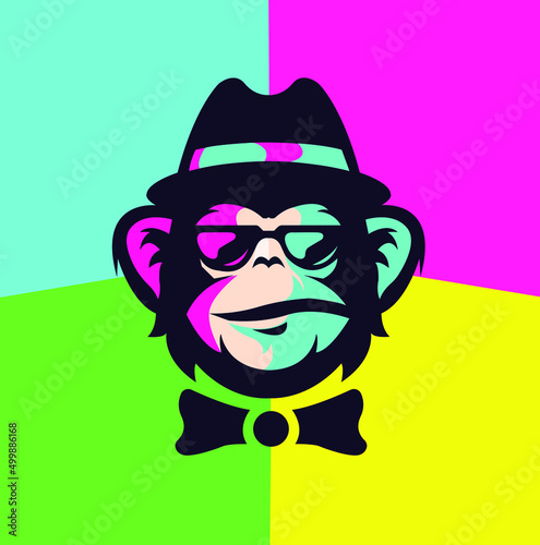 Cool monkey logo design vector