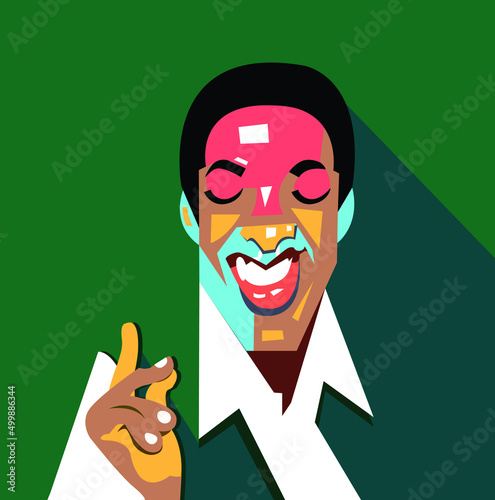 Human face in color background. Vector art. Simple design.