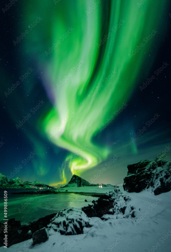 aurora borealis over the night sky