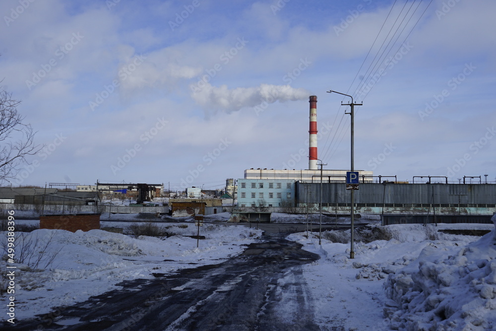 power plant in winter