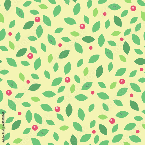 leaves and berries - simple seamless summer pattern