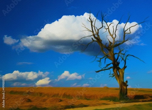 Watercolor and oil painting nature landscape, famous travel and touristic place, outdoor vacation trend print for poster, paper, textile or canvas. Modern fine arts design wallpaper. Wall art drawing