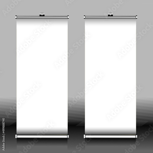 Roll up brochure flyer banner design template vector, abstract background, modern x-banner, rectangle size.