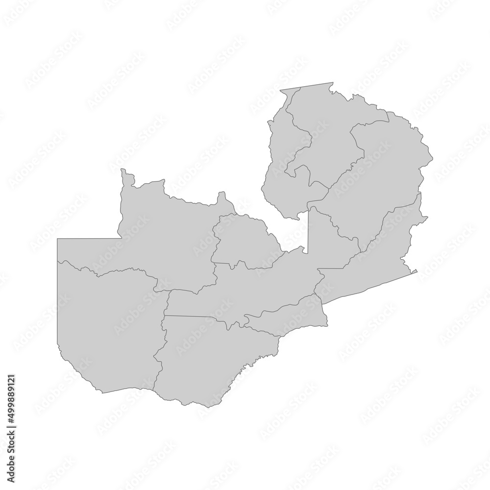 Outline political map of the Zambia. High detailed vector illustration.