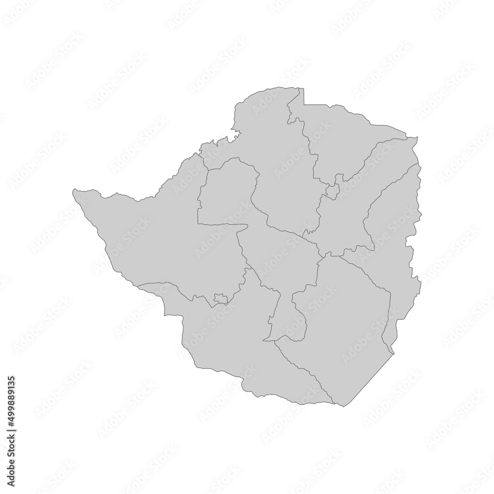 Outline political map of the Zimbabwe. High detailed vector illustration.