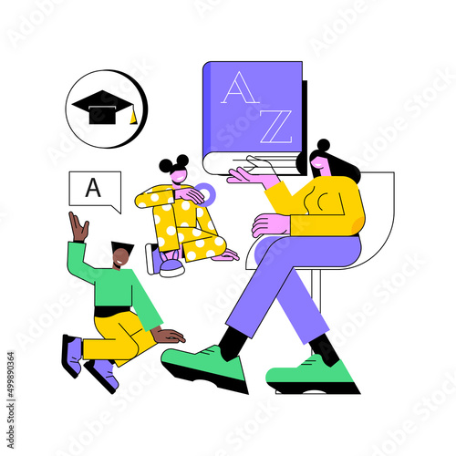 Early education abstract concept vector illustration. Pre-school children, learning, social and emotional development, day care, toddler creative skill, nursery school, abstract metaphor.