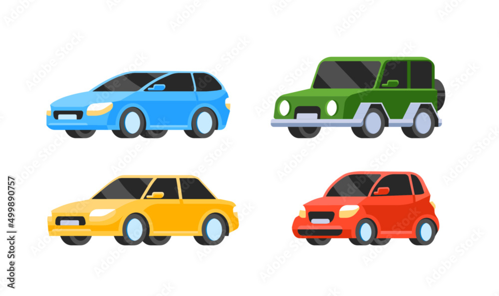 Cartoon Cars icons collection. Vector illustration in flat style. Cars and vehicles transport concept. Isolated on white background. Set of of different models of cars Cartoon Cars icons collection. Vector illustration in flat style. Cars and vehicles transport concept. Isolated on white background. Set of of different models of cars