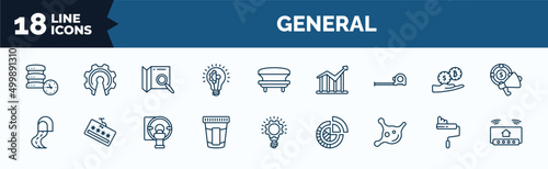 set of general web icons in outline style. thin line icons such as real time data, realization, tape measure, road tunnel, urine test, organism, painting work, smart home hub vector.