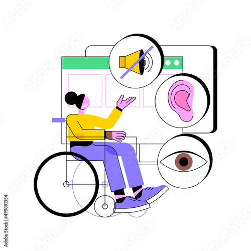 Web accessibility program abstract concept vector illustration. Websites for people with special needs, usability design, accessibility problem, online inclusivity program, UI abstract metaphor.